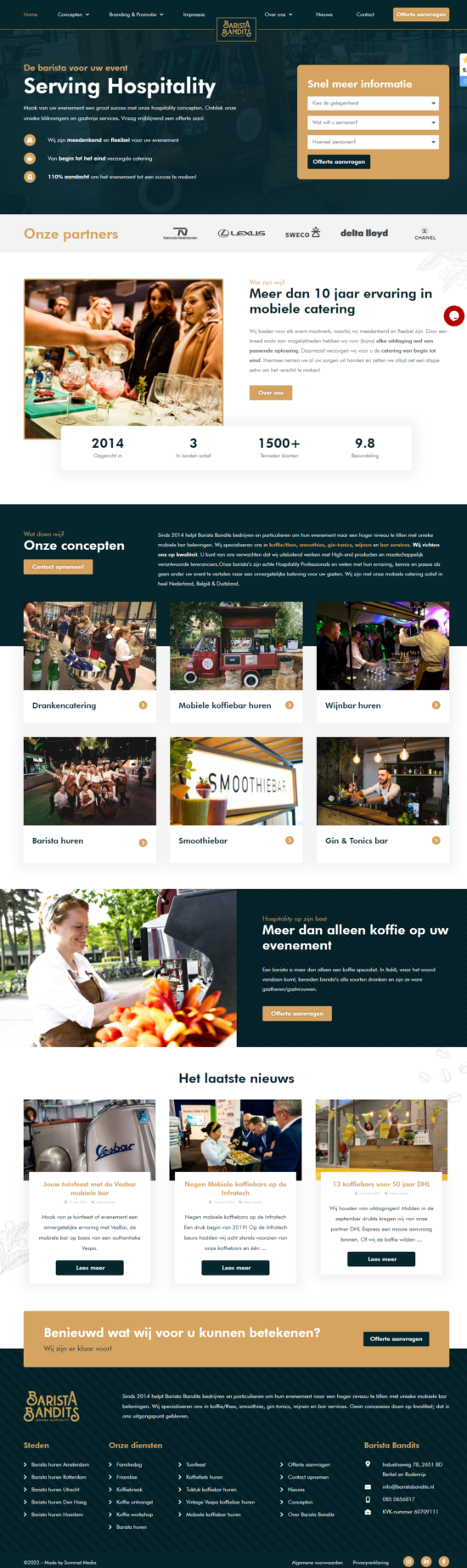 Screenshot of the baristabandits.nl website, showing the copy I created.