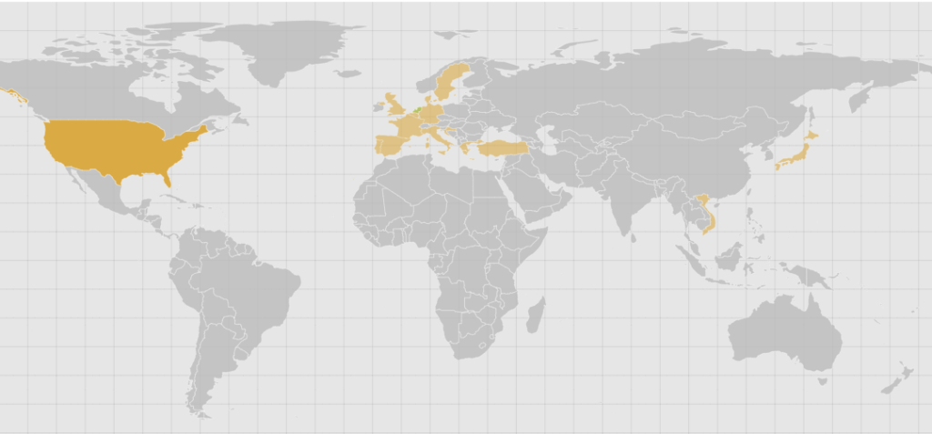 Map of visited places in the world