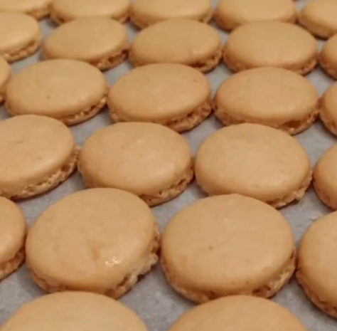 macaron shells fresh out of the oven